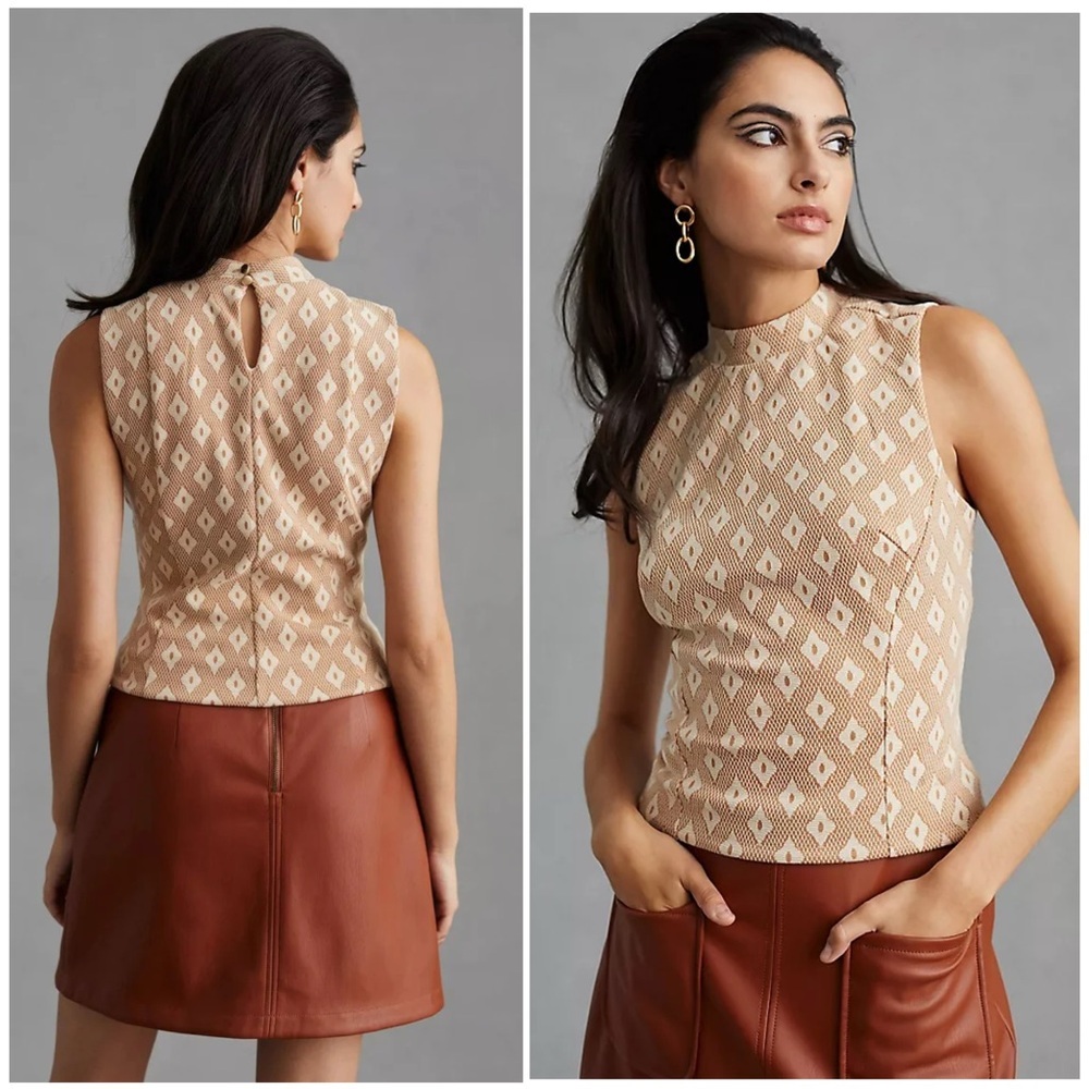 Anthropologie Eva Franco Structured Women’s Mock Nevk Sleeveless Top Sz XS